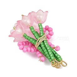 Colgante de flor con cuentas de vidrio y lazo hecho a mano&nbsp;PALLOY-MZ00753-04