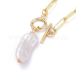 Natürliche Barockperle Keshi Perle Anhänger Halsketten&nbsp;NJEW-JN02814