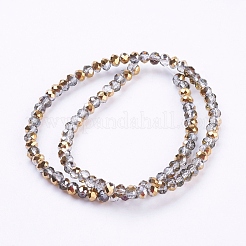 Chapelets de perles en rondelles facettées en verre électrolytique semi-plaquées&nbsp;X-EGLA-D020-3x2mm-14