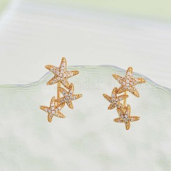 925 orecchini pendenti a forma di stella in argento sterling con zirconi chiari da donna&nbsp;JE962A