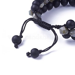 Braccialetti di perline intrecciati in labradorite naturale regolabili&nbsp;BJEW-I273-G07