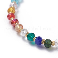 Galvanische Glas facettierte Abakusperlen Stretch Armbänder&nbsp;BJEW-JB04877