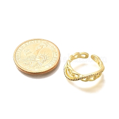 Gestellplattierung Messing Mikropflaster Zirkonia Manschettenfingerringe für Frauen&nbsp;RJEW-C117-02G