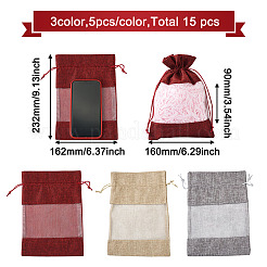 15 Stück 3 Farben Polyester Blanko DIY Craft Kordelzugbeutel&nbsp;ABAG-CW0001-02
