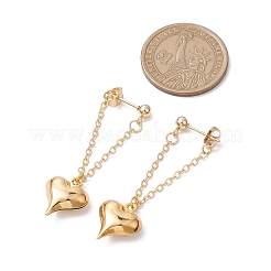 Orecchini in ottone con ciondolo a forma di cuore con catena&nbsp;EJEW-JE06115