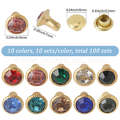 100 Stück 10 Farben Legierung Halbrohrnieten&nbsp;FIND-GF0008-32