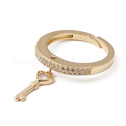 Anello polsino aperto con ciondolo a forma di scheletro a cuore con zirconi chiari&nbsp;RJEW-F124-03G