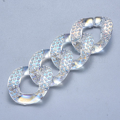 Anneaux de liaison en acrylique transparent sertis de strass&nbsp;OACR-S036-009B-D01