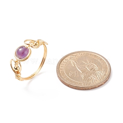 Geflochtener Fingerring aus natürlichem Amethyst&nbsp;RJEW-TA00042-02