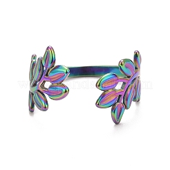 Bague ouverte en acier inoxydable 304 couleur arc-en-ciel avec placage ionique (IP) pour femme&nbsp;RJEW-C025-09M