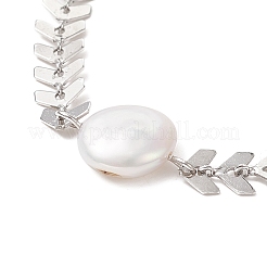 Gliederarmband aus Naturperlen mit 304 Edelstahl-Kornketten für Damen&nbsp;BJEW-TA00214