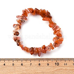 Bracelets extensibles perlés en cornaline naturelle / agate rouge unisexe&nbsp;BJEW-S143-01