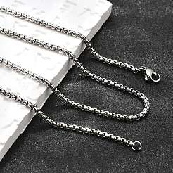 Collane a catena a maglie quadrate in acciaio inossidabile 304 anti-ossidazione&nbsp;X-NJEW-P244-01P