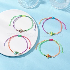 Pulseras de cuentas trenzadas cruzadas de turquesa sintética pintadas con aerosol&nbsp;BJEW-JB12583