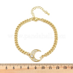 Bracelets en laiton à breloques en zircone cubique transparente&nbsp;BJEW-M050-01G-02