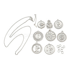 DIY flache runde Messing Micro Pave klare Zirkonia Anhänger Halsketten Herstellung Kits&nbsp;KK-S386-39P