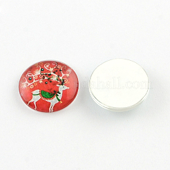 Halbrunde / Kuppel Weihnachten Rentier / Hirsch Musterglas Flatback Cabochons für DIY-Projekte&nbsp;X-GGLA-Q037-12mm-39