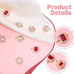 12 Stück 6 Farben Glasverbinder Charms&nbsp;FIND-CA0010-64