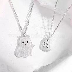 Ensembles de colliers pour couples avec pendentif fantôme en alliage pour Halloween&nbsp;WGE9DE0-01