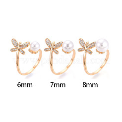 Schmetterling Messing Micro Pave klare Zirkonia Manschettenring-Einstellungen&nbsp;KK-T076-31G
