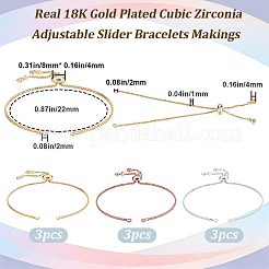 9 pieza de 3 colores ajustables para hacer pulseras deslizantes de latón&nbsp;MAK-BBC0001-33A