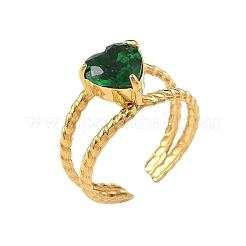 Offene Manschettenringe aus Edelstahl 304 und Zirkonia für Damen&nbsp;RJEW-G376-01G-03