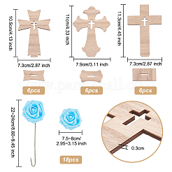 18 pièce de décoration de croix en bois pour Halloween&nbsp;DJEW-OC0001-41