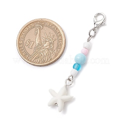 Ciondolo in porcellana a tema oceano e decorazioni pendenti con perline di vetro&nbsp;HJEW-JM03154-02