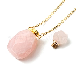 Collares con colgante de botella de perfume de piedra mixta natural y sintética facetada que se puede abrir para mujer&nbsp;NJEW-F296-02G