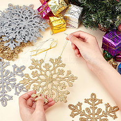 12 set di 6 decorazioni natalizie in plastica con pendenti a forma di fiocco di neve&nbsp;AJEW-GA0006-04