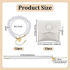 12 bracciale di perle finte in plastica ABS rotonde&nbsp;BJEW-OC00004