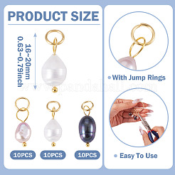 30 pièces 3 styles pendentifs en perles d'eau douce naturelles&nbsp;PALLOY-TAC0306