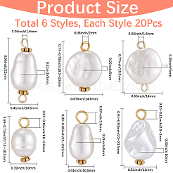 120 Stück 6 Stile Acryl-Imitationsperlen-Anhänger und -Verbinder&nbsp;FIND-BM0001-21