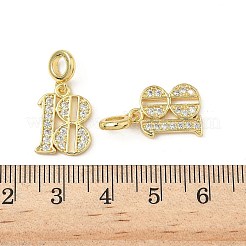 Messing Micro Pave klare Zirkonia Nummer 18 europäischen Anhänger&nbsp;KK-K293-62G