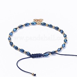 Bracciali con perline intrecciate in vetro galvanizzato&nbsp;BJEW-JB04307-01