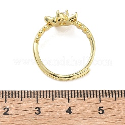 Anneaux de doigt en zircone cubique transparent micro pavé en laiton réglable&nbsp;RJEW-H268-03G