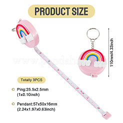 3 mini porte-clés pendentif en plastique avec ruban à mesurer&nbsp;KEYC-TADJ0001-04