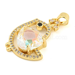 Ciondoli in ottone con placcatura a cremagliera con micro pavé di zirconi chiari&nbsp;ZIRC-L100-156G