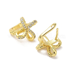 Messing Micro Pave klare Zirkonia Bowknot Creolen Zubehör&nbsp;KK-G536-12G
