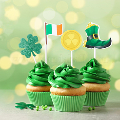 Kleeblatt-Kuchenaufsätze aus Papier zum Saint Patrick's Day&nbsp;AJEW-WH20022-29A