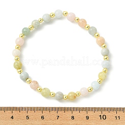 Pulseras elásticas de morganita natural y hematita sintética no magnética para mujeres y hombres.&nbsp;BJEW-JB13681