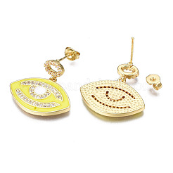 Boucles d'oreilles en laiton zircon cubique micro pavé clair&nbsp;EJEW-T014-55G-NF