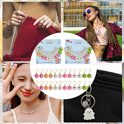 Legierungs-Emaille-Blume mit Yin-Yang-Charm-Steppstichmarkierungen&nbsp;HJEW-PH01723
