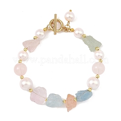 Bracelets en perles de quartz rose naturel brut et de morganite pour femmes&nbsp;BJEW-JB14295