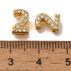 Numero di placcatura in cremagliera in ottone micro pavé zirconi cubici trasparenti ciondoli silde&nbsp;KK-A231-13C