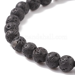 Roccia lavica naturale e conchiglia con braccialetto elasticizzato con perline malocchio&nbsp;BJEW-JB08235