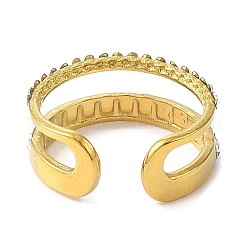 Bague ouverte en acier inoxydable 304 avec placage ionique (IP) pour femme&nbsp;RJEW-F166-09G-02