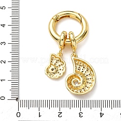 Decorazioni pendenti con animali marini in ottone con pavé di zirconi cubici trasparenti&nbsp;KK-C119-10A-G