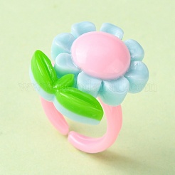 Nette Mischform Acryl Kinder Manschette Ringe&nbsp;RJEW-R130-02-B