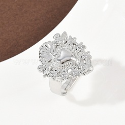 Anillos de dedo ajustables con forma de corazón de acero inoxidable 304 para mujer&nbsp;RJEW-A074-07P